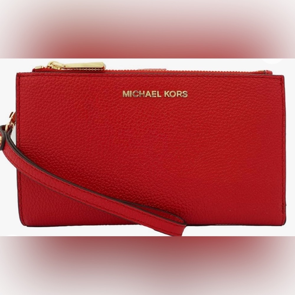 Never used, in great condition red  Michael Kors Adele Double-Zip Phone Wristlet